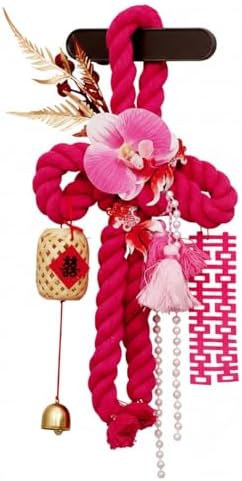 Chinese Knot Door Hanger Decor - Traditional Red & Pink Polyester Wall Ornament for Wedding, Festive Celebrations, Home Entryway (1 Pack) by Unknown