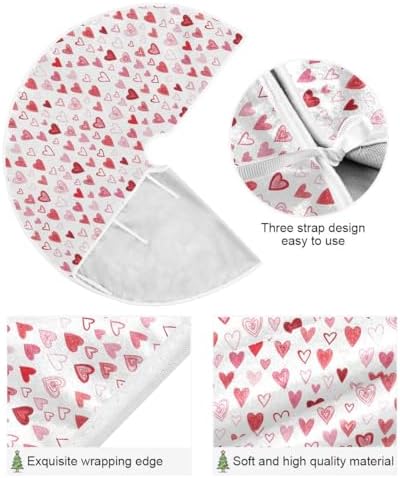 SUABO Valentine's Day Love Hearts 48 Inch Christmas Tree Skirt, Soft Xmas Tree Mat for Party Decoration Holiday Decor Christmas Decorations Indoor Outdoor - Image 2