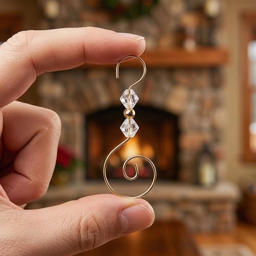 30 PCS Christmas Ornament Hooks, S-Shaped Gold Metal Wire Hangers with Crystal Beads ?€? Decorative for Tree Decor, Suncatcher, Party Crafts - Image 6