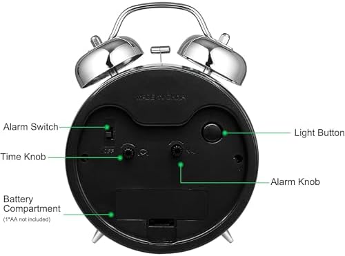 AYRELY?? Super Loud Alarm Clock for Heavy Sleepers Adults, Metal 4.5 Inches - Image 6
