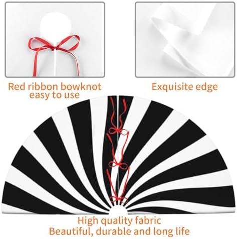 Black White Swirl Candy Christmas Tree Skirt Xmas Mat Holiday Party Home Ornaments Decorations 48 Inch - Image 4