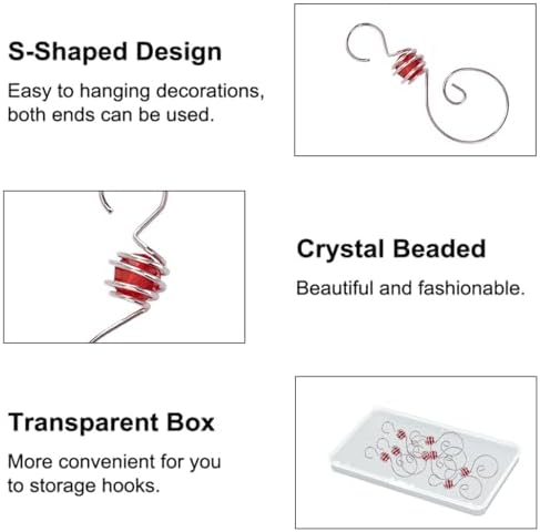 INCREWAY 30 Pcs Ornament Hooks with a Red Beads Christmas Decorations Metal Hooks Wire Spiral Shaped for Christmas Tree Ornament Hanger - Image 3