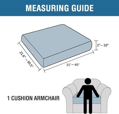 H.VERSAILTEX Super Stretch Individual Seat Cushion Covers Armchair Sofa Covers Couch Cushion Covers Slipcover Sets Thick Jacquard Textured Twill Fabric (1 Piece Chair Cushion Cover, Porcelain White)