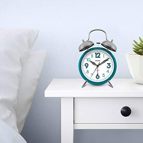 Sharp SPC851 Twin Bell Alarm Clock, Teal - Image 2