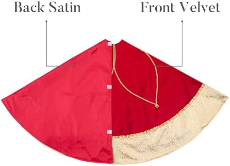 Valery Madelyn 60 Inch Red Gold Christmas Tree Skirt for Tree Decorations - Image 5