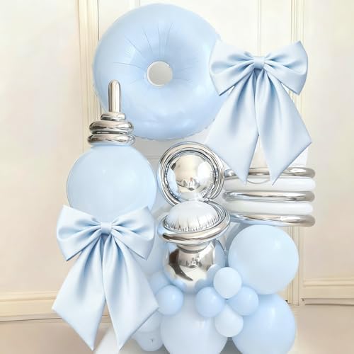 Blue Bow Decor as Crib Skirt 3 Pack Large Blue Bows Decoration 22 × 11 Inch Big Bow for Christmas Tree Gift Wrapping Coquette Party Background for Bachelorette Baby Shower Bridal Shower Wedding - Image 4