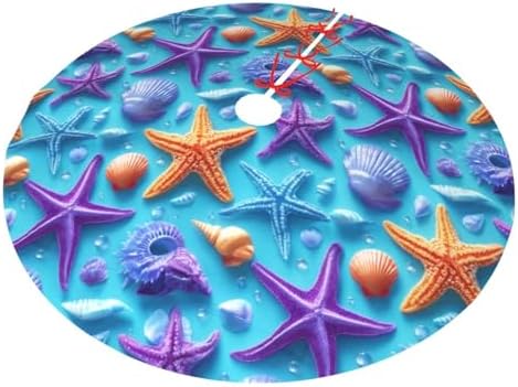 Coral Atarfish Traditional Christmas Tree Skirt Holiday Party Xmas Tree Skirt Mat Christmas Ornaments Decoration 36 Inch - Image 7