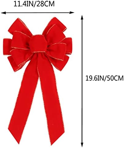 2 Pack Red Christmas Bows Outdoor Decorations,12?€?x20?€? Large Christmas Tree Topper Bow, Velvet Wreath Bow with Glitter Gold Edge for Xmas Home Front Door Decor - Image 2