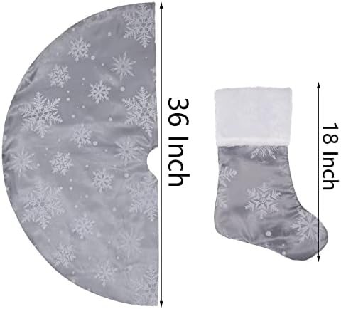 Flash World 36 Inch Large Christmas Tree Skirt Xmas Soft Cover Mat Decor Snowflake Collar Farmhouse Tree Skirt for Holiday Ornaments Party Home Indoor Decorations (Flocking Grey, 36INCH) - Image 2