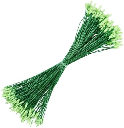 100pcs Ornament Hangers String, 7.87 Inch Precut Metallic Tinsel Rope Ornament Hanging Ropes with Snap Fastener for Christmas Tree Baubles Tags Party Favor, Green by homeemoh