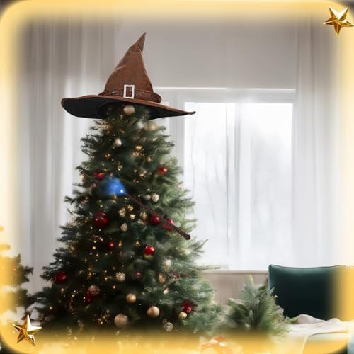 2 Pcs Magical Wizard Hat Christmas Tree Topper Light up Magical Wizard Wand - Image 5