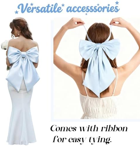 Blue Bow Decor as Crib Skirt 3 Pack Large Blue Bows Decoration 22 × 11 Inch Big Bow for Christmas Tree Gift Wrapping Coquette Party Background for Bachelorette Baby Shower Bridal Shower Wedding - Image 3