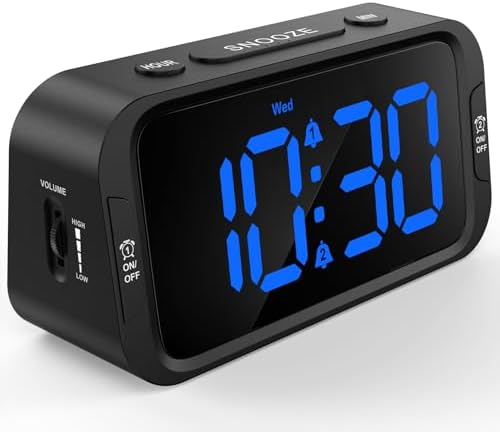 Odokee Digital Dual Alarm Clock for Bedroom with 0-100% Dimmable Display | Easy to Set Alarm Clock with Weekday/Weekend Mode - Loud Alarm for Heavy Sleepers with 5 Sounds Adjustable Volume - Blue by Odokee