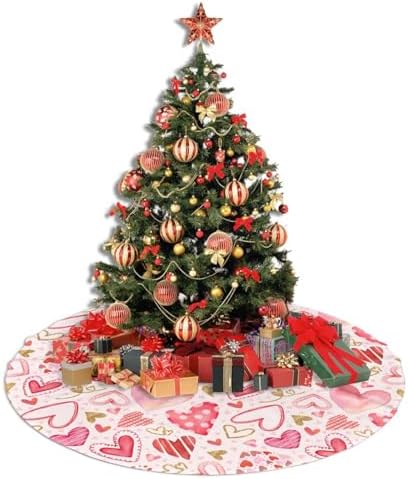 Valentines Love Hearts Christmas Tree Skirt 36" for Xmas Halloween New Year Holiday Party Home Tree Mat Decor Ornaments Decoration - Image 5
