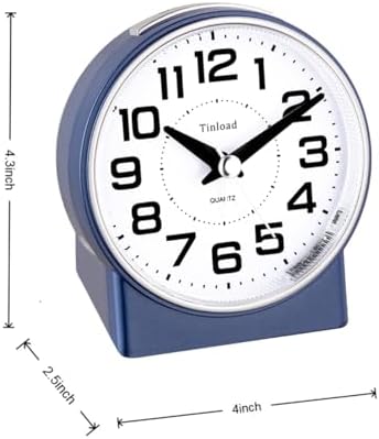 Tinload 4.3" No Ticking Analog Alarm Clock,Silent Readable for Seniors,Easy to Set,Gradual Rise Alarm,Big Numbers,On/Off Switch on Side,Gentle Wake,Snooze,Lighted on Demand,Battery Operated,Blue - Image 3