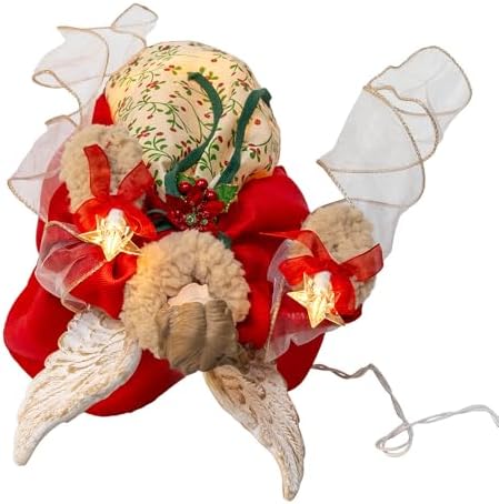 Kurt Adler 14" UL 10 Lights Red & Green Angel Treetop - Image 5