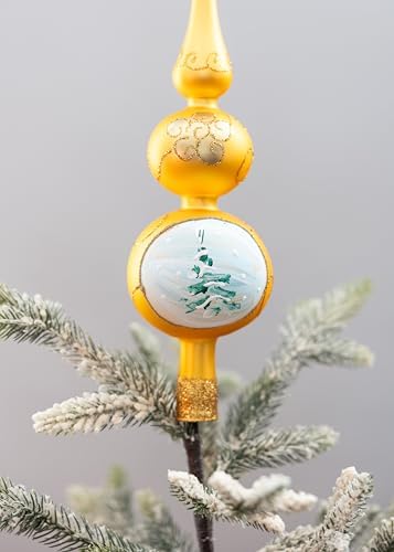 13 Inch Gold Christmas Tree Topper Red Mouth Blown 16 Inch Tree Topper Champagne Christmas Tree Topper Hand Decorated Made in Poland - Image 5
