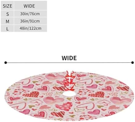 Valentines Love Hearts Christmas Tree Skirt 48" for Xmas Halloween New Year Holiday Party Home Tree Mat Decor Ornaments Decoration - Image 2