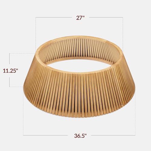 Best Choice Products Christmas Tree Collar, Solid Wood Slatted Tree Skirt Holiday Accessory for Home - Natural - Image 2