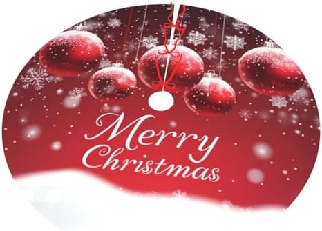 Christmas Tree Skirt Red Ball Christmas Pattern Xmas Soft Polyester Holiday Tree Base Cover, Decorative Xmas Tree Mat 36 Inch for Home, School, Office - Image 7