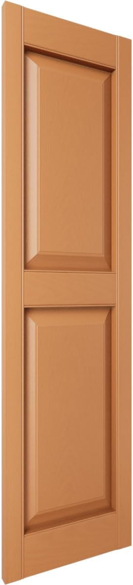 14 3/4"W x 35"H Lifetime Vinyl, Standard Two Equal Panels, Raised Panel Shutters, w/Installation Shutter-Lok's & Matching Screws (Per Pair), Treated Cedar