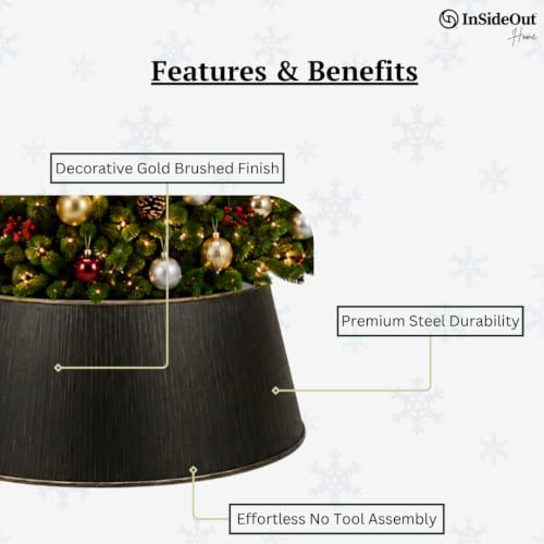 Christmas Tree Collar, Holiday Tree Skirt Alternative, Christmas Decorations for Tree, Modern Christmas Tree Skirt, Xmas Tree Collar (Black) - Image 6