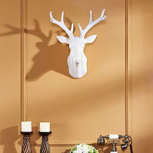 Notakia Wall Charmers Large White Faux Deer Head Faux Taxidermy Animal Head Wall Decor - Handmade Farmhouse Decor - Rustic Wall Decor Deer Antlers