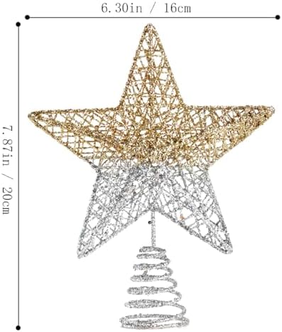 BinaryABC Iron Christmas Tree Star Topper,20cm Glittering Tree Topper - Image 2