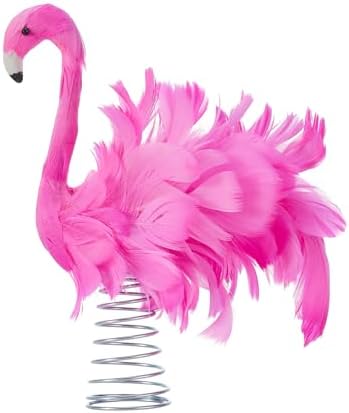 Pink Flamingo Christmas Tree Topper, Flamingo Tree Toppers with Fluffy Artificial Feathers, Christmas Home Holiday Ornament (Pink, 9.8" * 9.1" * 5") by Unknown