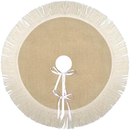 24" Burlap Tree Skirts with Tassel, Fall Tree Skirt for 2-3 Ft Tabletop - Image 2