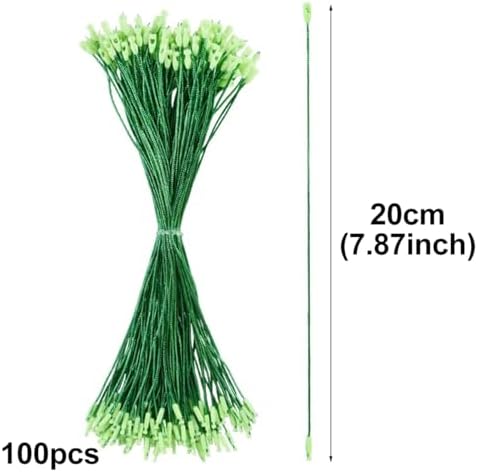 100pcs Ornament Hangers String, 7.87 Inch Precut Metallic Tinsel Rope Ornament Hanging Ropes with Snap Fastener for Christmas Tree Baubles Tags Party Favor, Green - Image 2