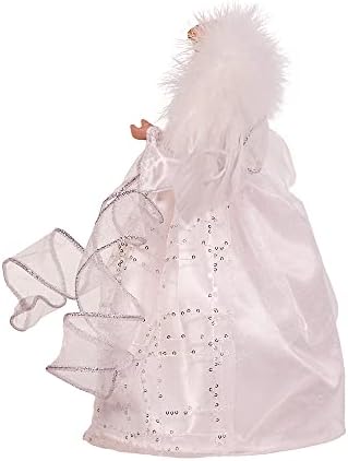 10-Inch Battery-Operated Silver and White Fairy Lighted Angel Tree Topper - Image 4