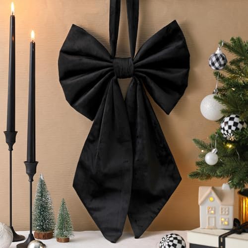Janinka Black Christmas Tree Topper Bow 22" Big,Velvet - Image 2