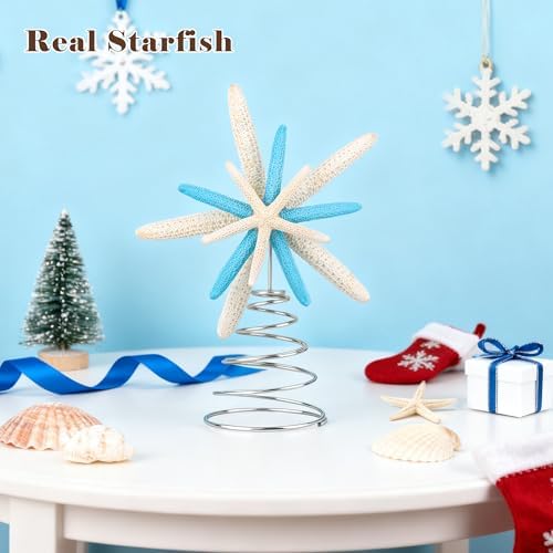 Blue Natural Starfish Tree Topper – Nautical Coastal Blue for Beach Xmas - Image 2