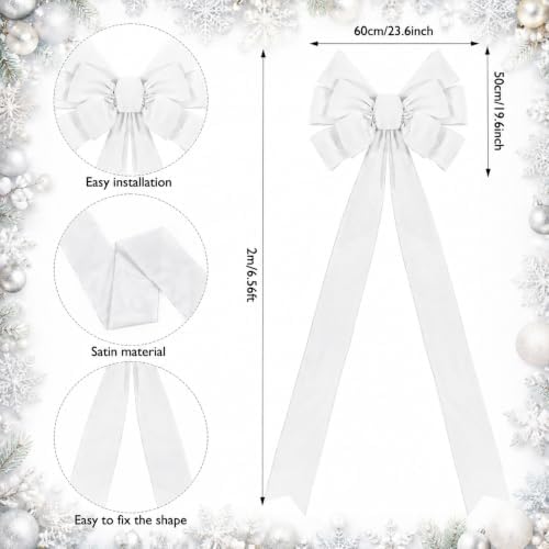 Norme 1 Pcs Ivory Extra Large Christmas Tree Topper Bow Decor - Image 3
