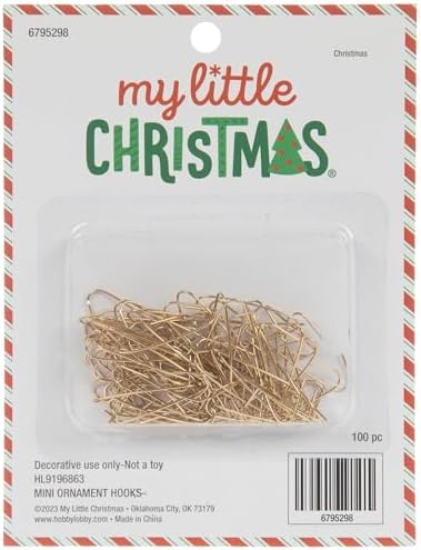 My Little Christmas Tree Ornament Mini Hooks - Hanging Hardware - 1 Inch - 100 Pieces (Gold) by Unknown