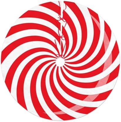 Christmas Tree Skirt 48 Inch Red and White Swirl Xmas Tree Skirts Candy Cane Sweet Lollipop Tree Mat Ornaments for Home Holiday Party by Unknown