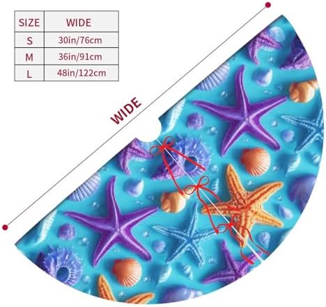 Coral Atarfish Traditional Christmas Tree Skirt Holiday Party Xmas Tree Skirt Mat Christmas Ornaments Decoration 36 Inch - Image 2