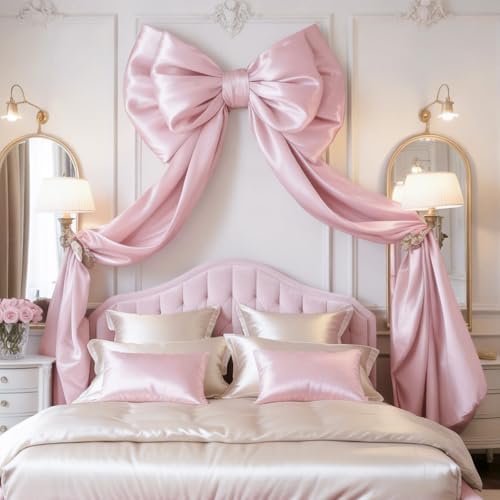 75x19Inch Big Pink Bow Decor Christmas Tree Topper Decor Giant Xmas Tree Toppers Decor Coquette Room Large Bows for Wall Wreath Birthday Party Baby Shower Supplies (Internal Stability Layer) - Image 5