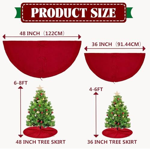 48 Inches Red Knitted Christmas Tree Skirt - Image 2