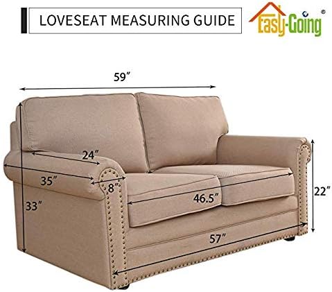 Easy-Going Reversible Loveseat Couch Cover for 2 Cushion Couch Sofa Cover for Dogs Water Resistant Furniture Protector with Foam Sticks Elastic Straps for Pet (Loveseat, Chocolate/Ivory)