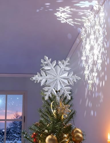 DG-Direct Christmas Tree Topper with Rotating Snowflake Projector, Silver - Image 4
