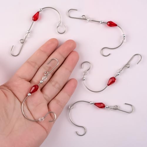 INCREWAY 30 Pcs Ornament Hooks with Beads Christmas Decorations Metal Hooks Wire Spiral Shaped for Christmas Tree Ornament Hanger - Image 4