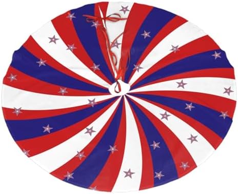 Patriotic Pinwheel Design Star Flag Christmas Tree Skirt 36" for Xmas Halloween New Year Holiday Party Home Tree Mat Decor Ornaments Decoration by Majoug