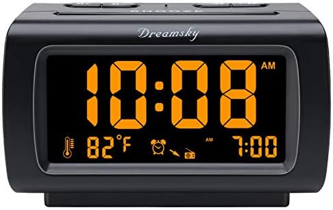 DreamSky Alarm Clock Radio for Bedrooms with Battery Backup | Large Numbers with Dimmer Wheel, USB Port, Bedside Digital FM Radio with Sleep Timer, Temperature, Adjustable Volume, Snooze by DreamSky