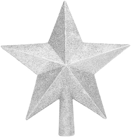 Glitter Christmas Star Tree Topper for Holiday Decorations, Christmas Tree Decoration for Holiday Ornament and Home Decor, Shatterproof Tree Toppers for Party Indoor ??? Outdoor-Silver 10 inch by Unknown