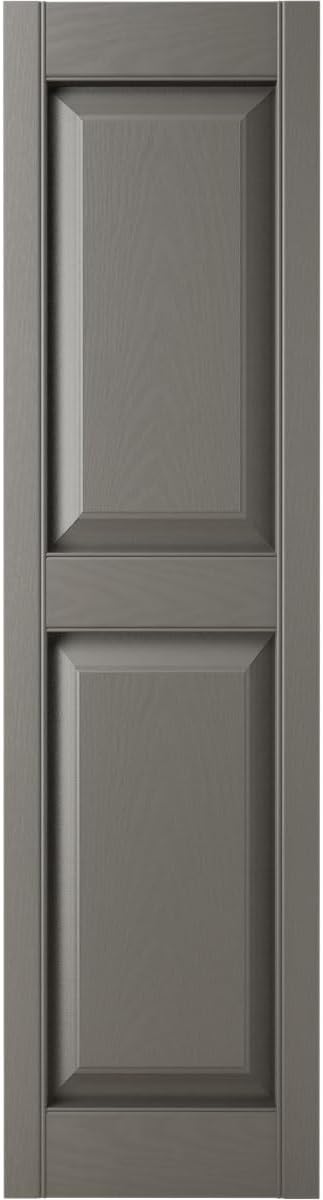 Ekena Millwork Lifetime Vinyl LP2S12X06700TG Standard Two Equal Panel Vinyls, Raised Panel Vinyl Shutters, w/Installation Shutter-Lok's & Matching Screws (Per Pair), 12"W x 67"H, Tuxedo Grey