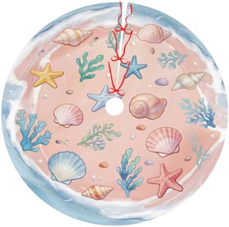 Summer Tree Skirt 30" Beach Tree Topper Pink Tree Skirts Christmas Decor by Zminciu
