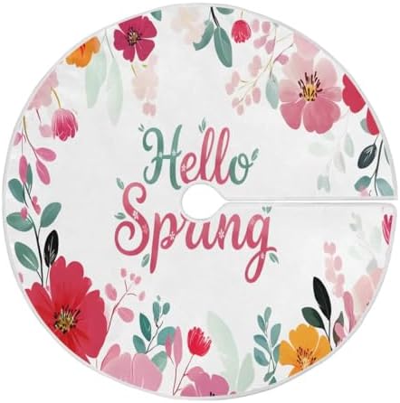 SUABO Spring Flowers 48 Inch Christmas Tree Skirt, Soft Xmas Tree Mat for Party Decoration Holiday Decor Christmas Decorations Indoor Outdoor by SUABO
