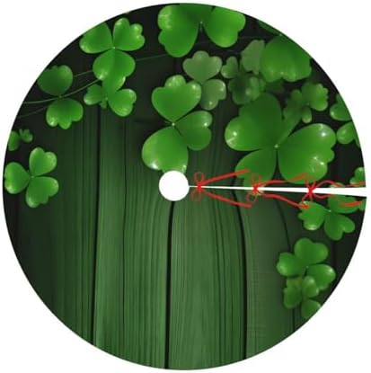 Christmas Tree Skirt, St Patrick's Day Sparkle Clovers Shamrocks Wood Xmas Large Tree Mat, Party Decorations 48" inches - Image 6